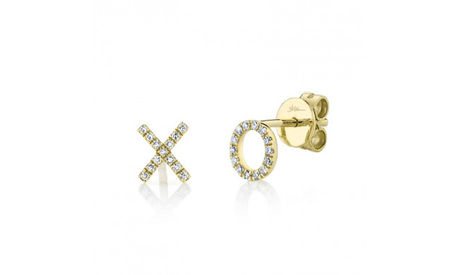 Shy Creation 14k Yellow Gold Diamond "Xo" Stud Earrings - SC55001360
