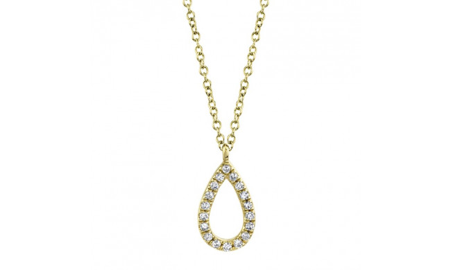 Shy Creation 14k Yellow Gold Diamond Pear Necklace - SC55010068