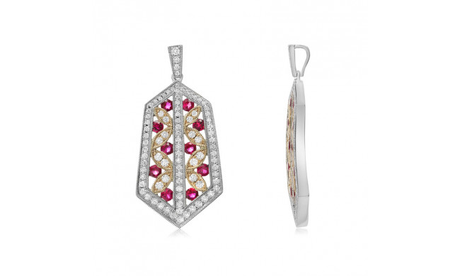 Roman & Jules Two Tone 14k Gold Diamond Ruby Pendant - KP2286WYRB