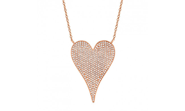 Shy Creation 14k Rose Gold Diamond Heart Necklace - SC55002486
