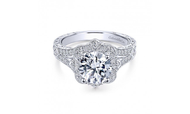 Gabriel & Co. 14k White Gold Victorian Halo Engagement Ring - ER11963W44JJ