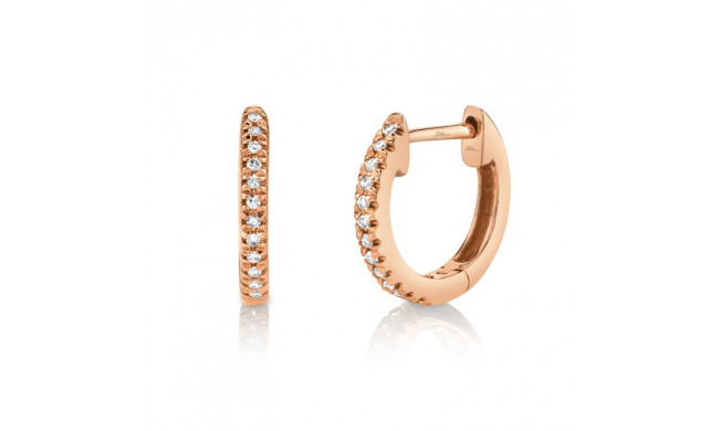 Shy Creation 14k Rose Gold Diamond Huggie Earrings - SC22004024
