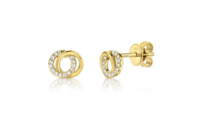 Shy Creation 14k Yellow Gold Diamond Love Knot Circle Earrings - SC55009822