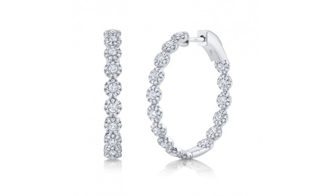 Shy Creation 14k White Gold Diamond Hoop Earrings - SC55003540