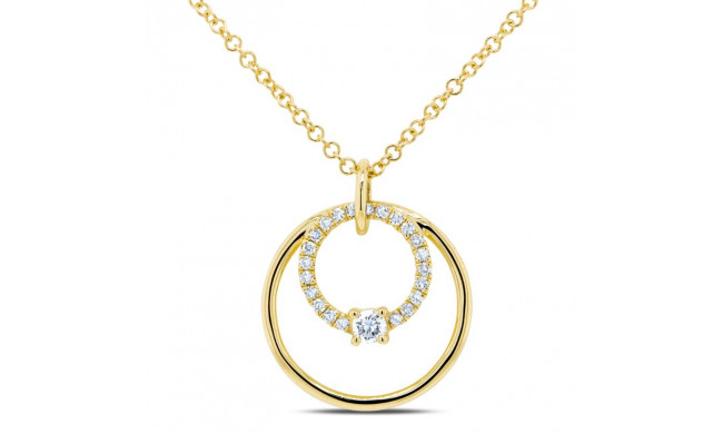 Shy Creation 14k Yellow Gold Diamond Circle Necklace - SC55009040