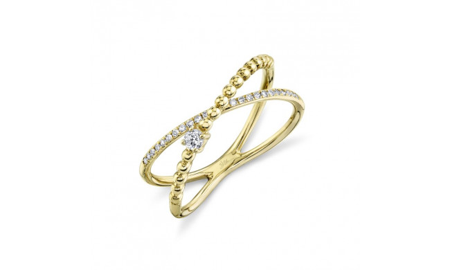 Shy Creation 14k Yellow Gold Diamond Bridge Ring - SC55019639