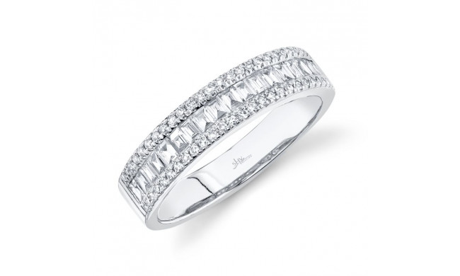 Shy Creation 14k White Gold Diamond Baguette Womens Band - SC55004917