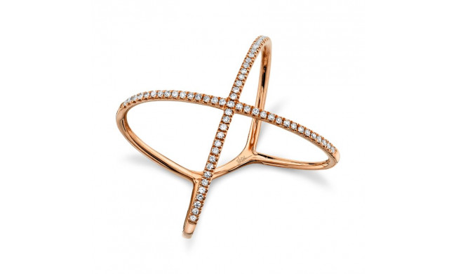 Shy Creation 14k Rose Gold Diamond Womens "X" Ring - SC22003514