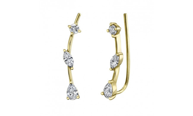 Shy Creation 14k Yellow Gold Diamond Ear Crawler Earrings - SC55020470