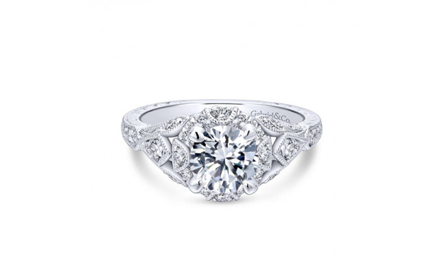 Gabriel & Co. 14k White Gold Victorian Vintage Engagement Ring - ER12579R4W44JJ