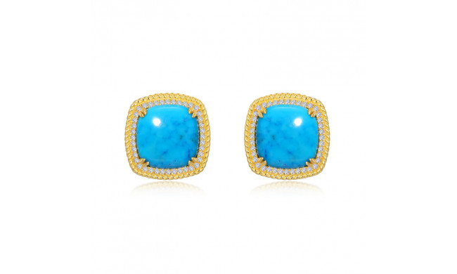 Lafonn Gold Blue Halo Earrings - E0521TQG00