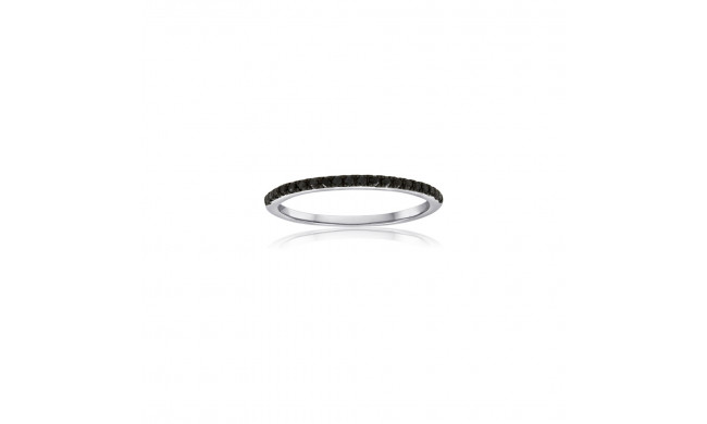 Roman & Jules 2 14k White Gold Black Diamond Stackable Rings - TR833W-WB-BLK-2