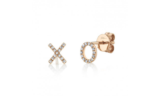 Shy Creation 14k Rose Gold Diamond "Xo" Stud Earrings - SC55001320