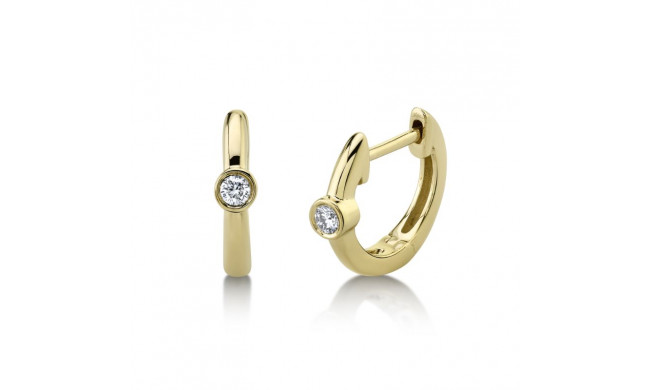 Shy Creation 14k Yellow Gold Diamond Bezel Huggie Earrings - SC22007666
