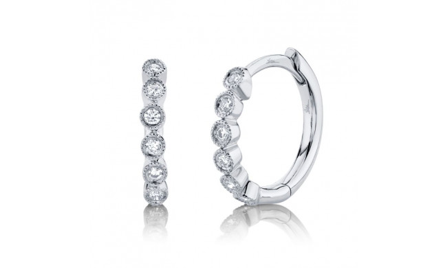 Shy Creation 14k White Gold Diamond Huggie Earrings - SC55006355