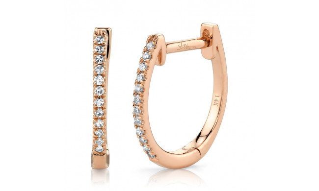 Shy Creation 14k Rose Gold Diamond Huggie Earrings - SC55001599