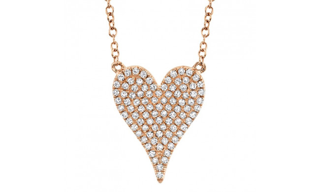 Shy Creation 14k Rose Gold Diamond Pave Heart Necklace - SC55002006