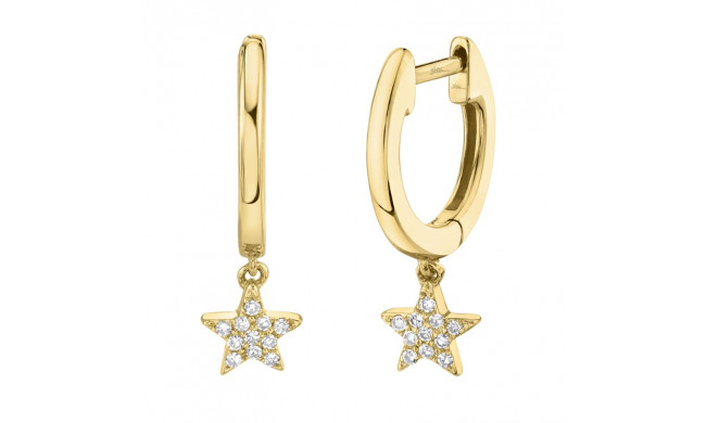 Shy Creation 14k Yellow Gold Diamond Star Huggie Earrings - SC22004812V2