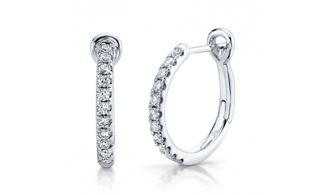 Shy Creation 14k White Gold Diamond Hoop Earrings - SC22005536