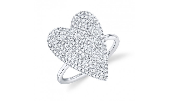 Shy Creation 14k White Gold Diamond Pave Heart Womens Ring - SC55009104