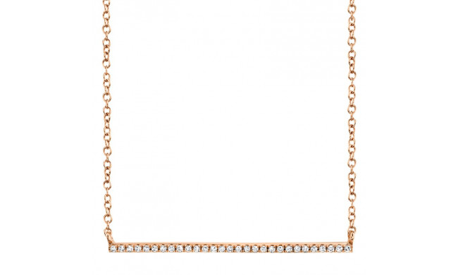 Shy Creation 14k Rose Gold Diamond Bar Necklace - SC55001241