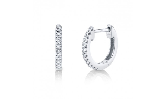 Shy Creation 14k White Gold Diamond Huggie Earrings - SC22003982
