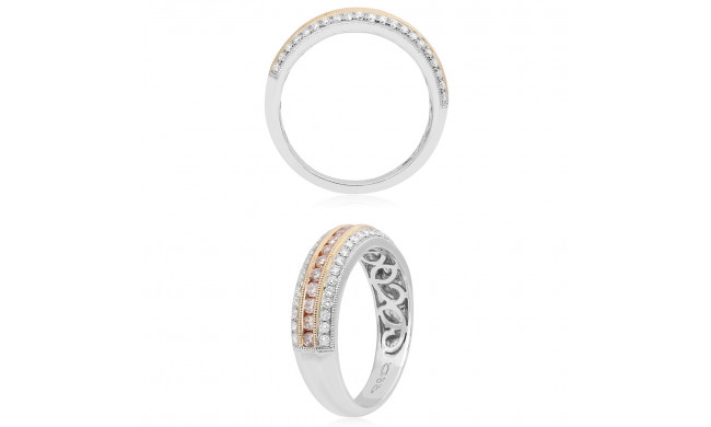 Roman & Jules 18k Two Tone Gold Pink and White Diamond Band - UR1322WR-BA-18K