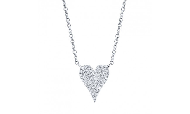 Shy Creation 14k White Gold Diamond Pave Heart Necklace - SC55006925