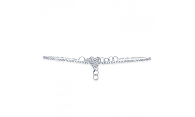 Shy Creation 14k White Gold Diamond Pave Heart Bracelet - SC55007633