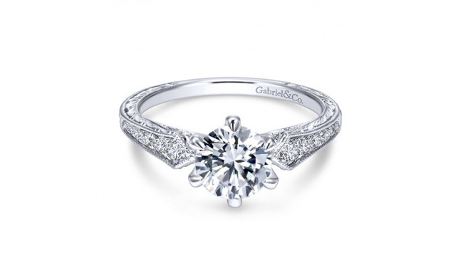 Gabriel & Co. 14k White Gold Victorian Straight Engagement Ring - ER11839R4W44JJ