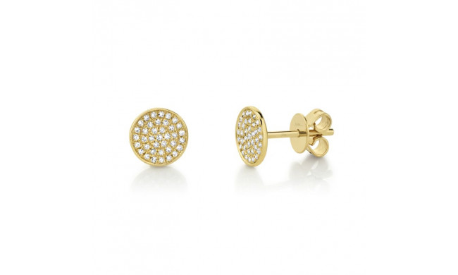 Shy Creation 14k Yellow Gold Diamond Pave Stud Earrings - SC55002270