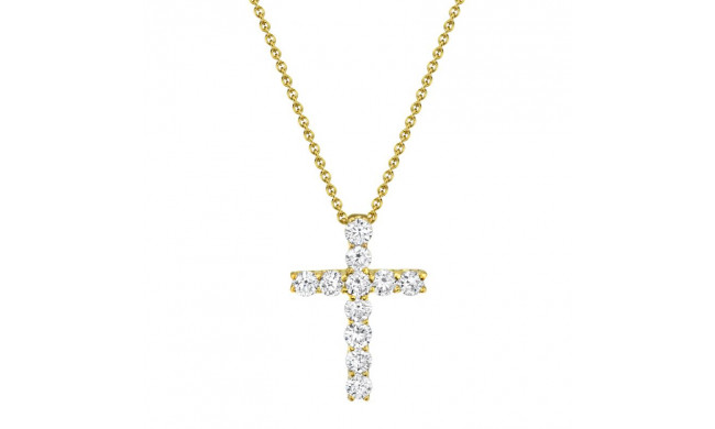 Shy Creation 14k Yellow Gold Diamond Cross Necklace - SC37215658