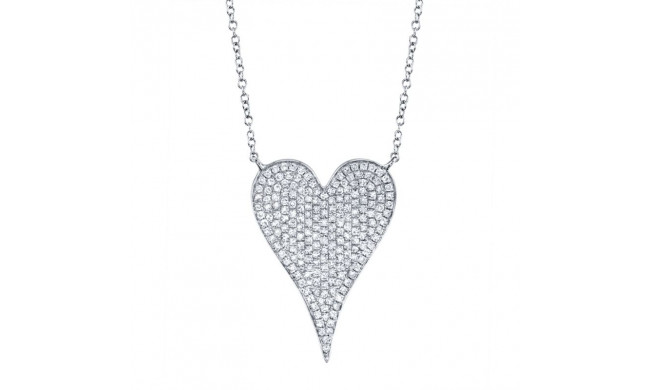 Shy Creation 14k White Gold Diamond Heart Necklace - SC55002481
