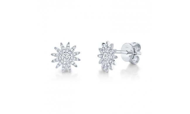 Shy Creation 14k White Gold Diamond Starburst Stud Earrings - SC55004892