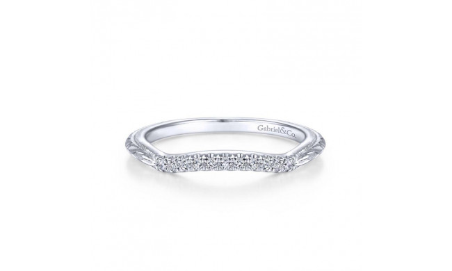 Gabriel & Co. 14k White Gold Victorian Curved Wedding Band - WB14431R4W44JJ