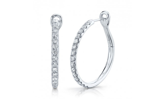 Shy Creation 14k White Gold Diamond Hoop Earrings - SC22005539