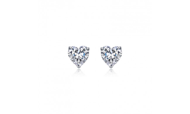 Lafonn Platinum Heart Solitaire Stud Earrings - E0520CLP00