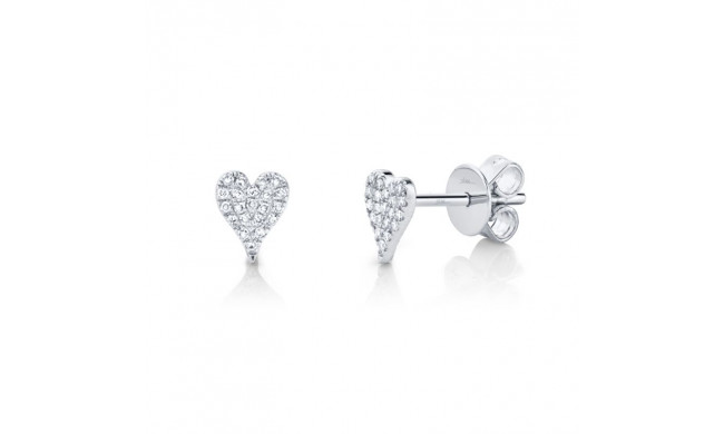 Shy Creation 14k White Gold Diamond Pave Heart Stud Earrings - SC55006717