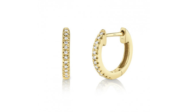 Shy Creation 14k Yellow Gold Diamond Huggie Earrings - SC22004026