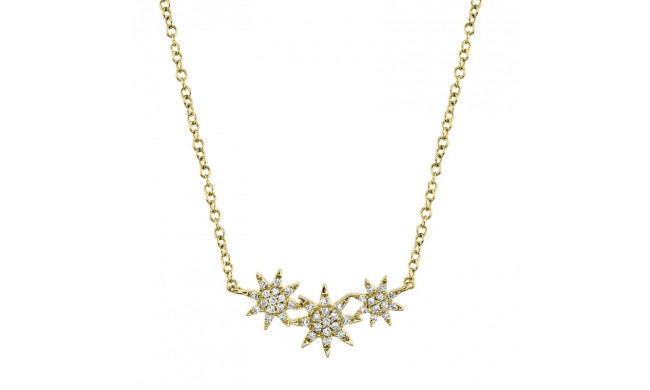 Shy Creation 14k Yellow Gold Diamond Star Necklace - SC55006110