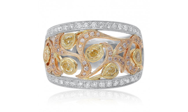 Roman & Jules Three Tone 18k Gold Diamond Ring - 1158-1