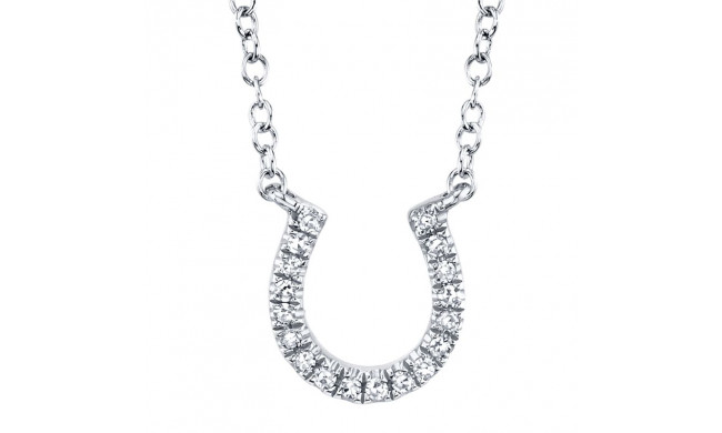 Shy Creation 14k White Gold Diamond Horseshoe Necklace - SC55002923