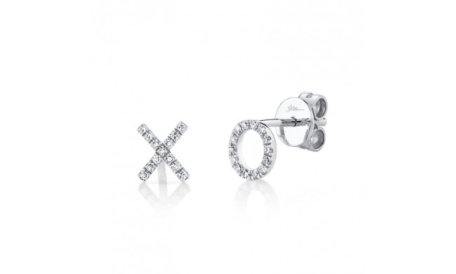 Shy Creation 14k White Gold Diamond "Xo" Stud Earrings - SC55001319