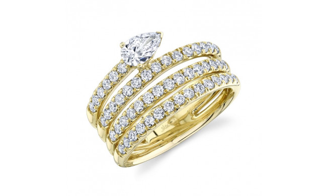 Shy Creation 14k Yellow Gold Diamond Pear Ring - SC22007574