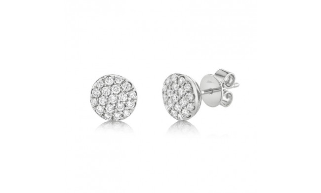 Shy Creation 14k White Gold Diamond Pave Circle Stud Earrings - SC22004733