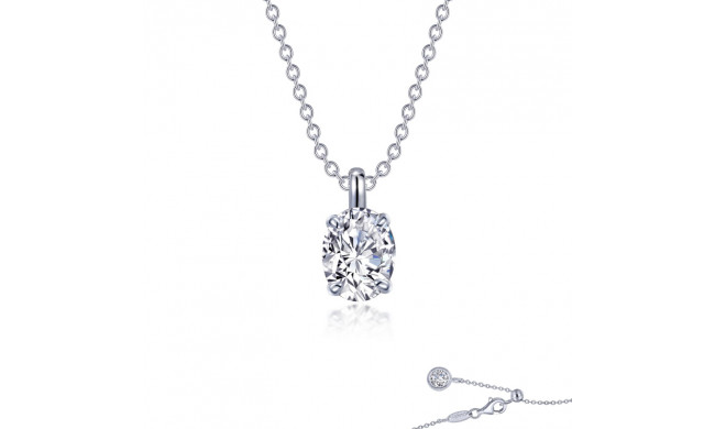 Lafonn Platinum Oval Solitaire Necklace - P0272CLP20