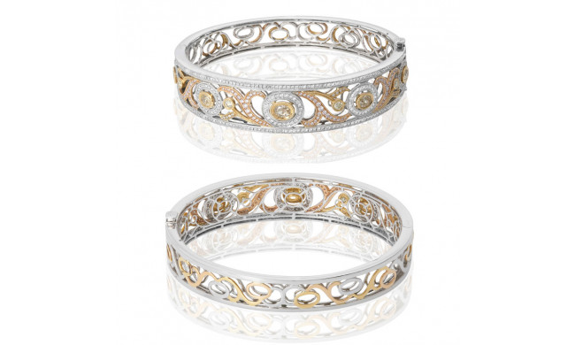 Roman & Jules Three Tone 18k Gold Diamond Bangles - KB2721WRY-18K