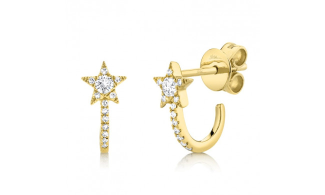Shy Creation 14k Yellow Gold Diamond Star Earrings - SC55004609