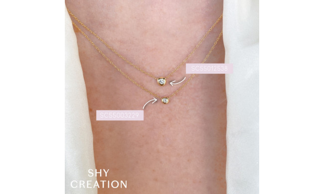Shy Creation 14k Yellow Gold Diamond Necklace - SC55012538