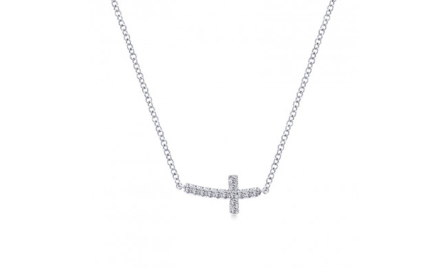 Gabriel & Co. 14k White Gold Faith Diamond Religious Cross Necklace - NK4345W45JJ